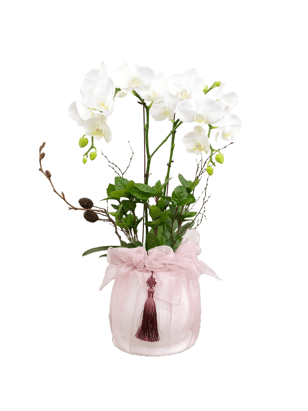 호접 화이트(2대)-줄무늬 화이트+연분홍 보자기