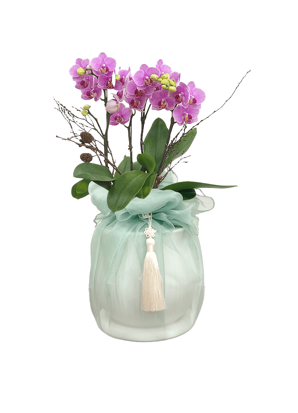 호접 분홍(4대)-줄무늬 화이트+옥색 보자기