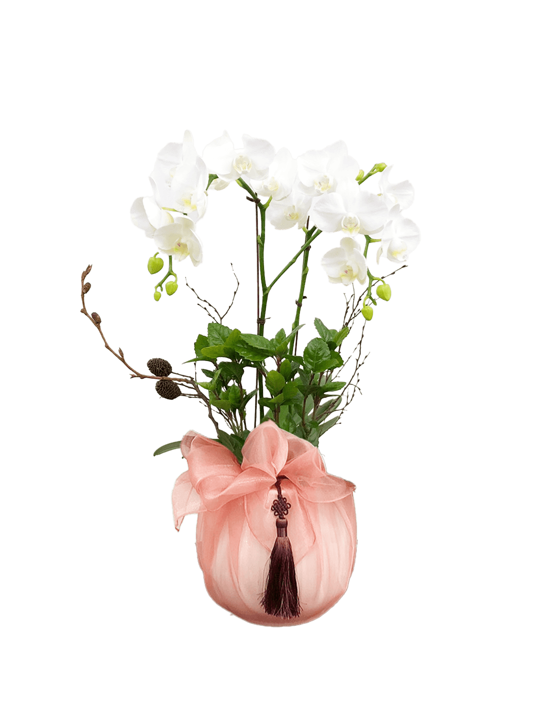 호접 화이트(2대)-줄무늬 화이트+다홍 보자기